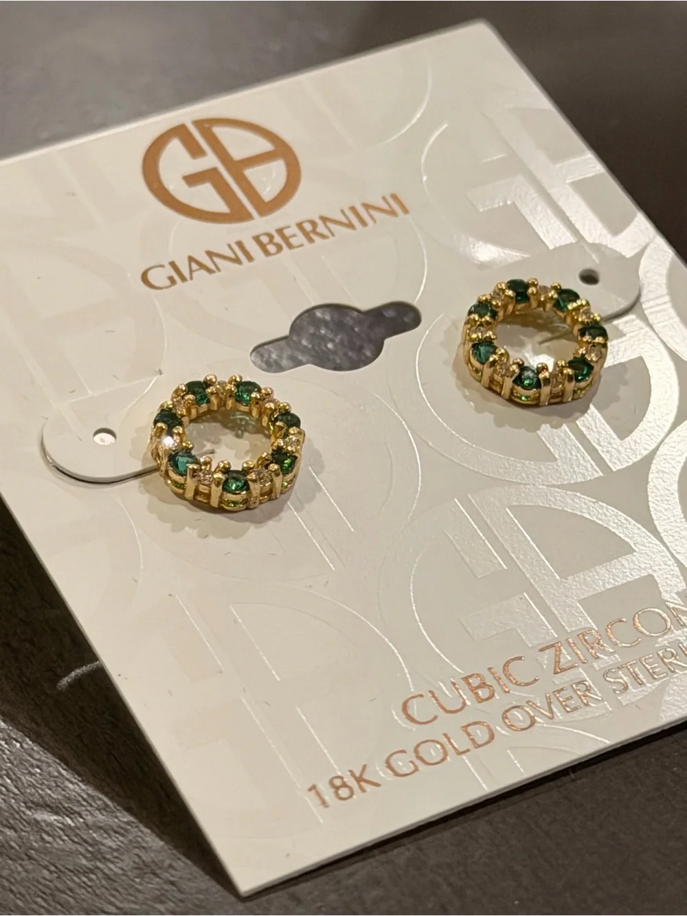 Giani Bernini Lab-Grown Green Quartz & Cubic Zirconia Circle Stud Earrings